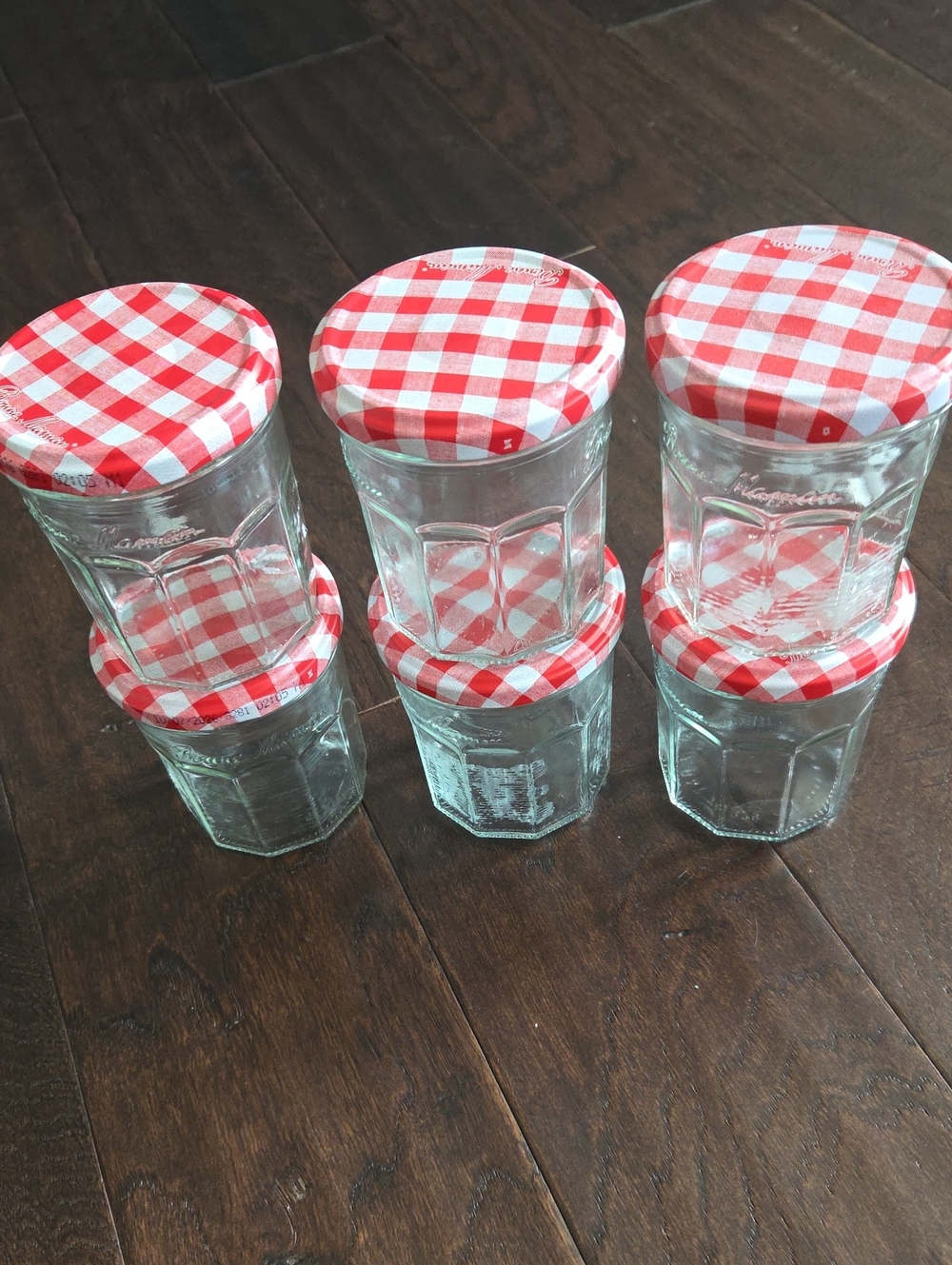 Bonne Maman Red Gingham Glass Jam Jars with Lids - Set of 6